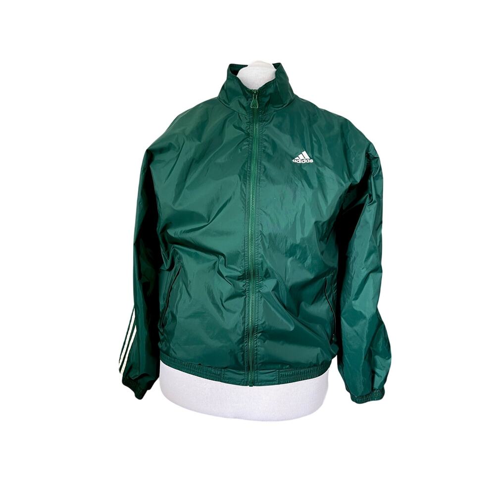 Adidas True to the Athlete/Sport Green Jacket LARGE 90s Retro Vintage Striped